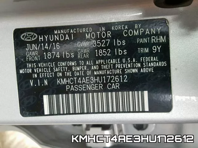 KMHCT4AE3HU172612 фото 2