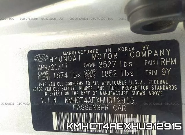 KMHCT4AEXHU312915 фото 10