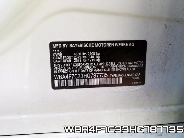 WBA4F7C33HG787735 фото 2