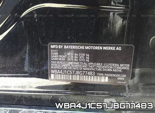 WBA4J1C57JBG77483 фото 10