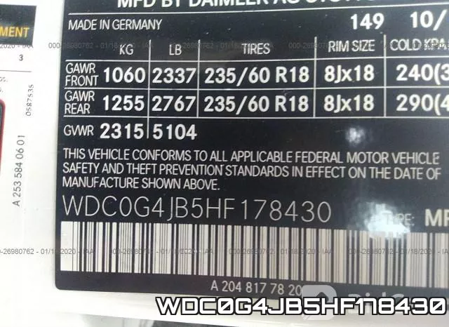 WDC0G4JB5HF178430 фото 10