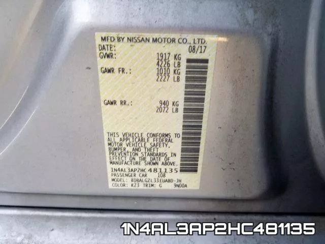 1N4AL3AP2HC481135 фото 2