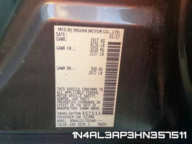 1N4AL3AP3HN357511 фото 2