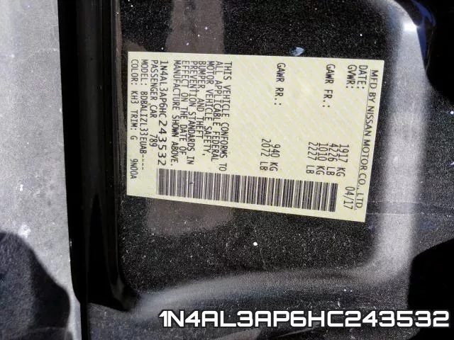 1N4AL3AP6HC243532 фото 2