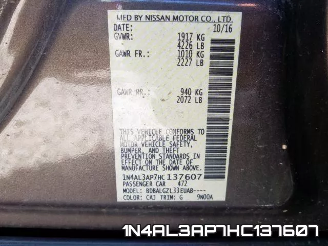 1N4AL3AP7HC137607 фото 2