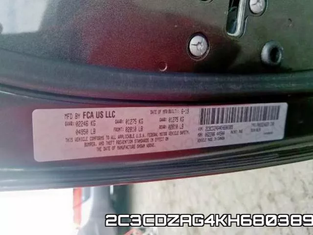 2C3CDZAG4KH680389 фото 2