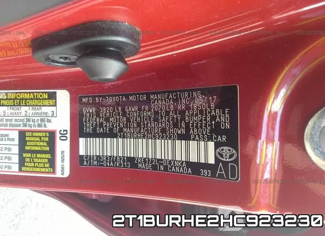 2T1BURHE2HC923230 фото 10