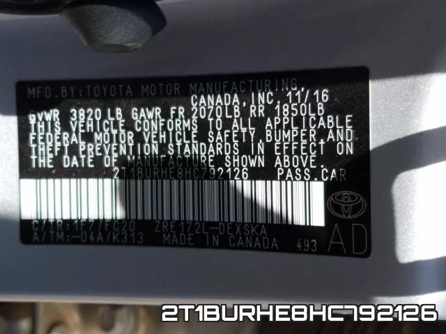 2T1BURHE8HC792126 фото 2