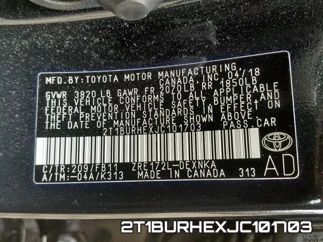 2T1BURHEXJC101703 фото 2