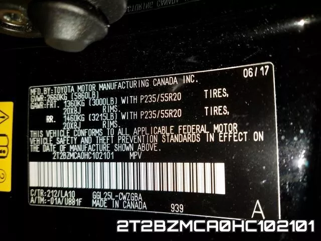 2T2BZMCA0HC102101 фото 2