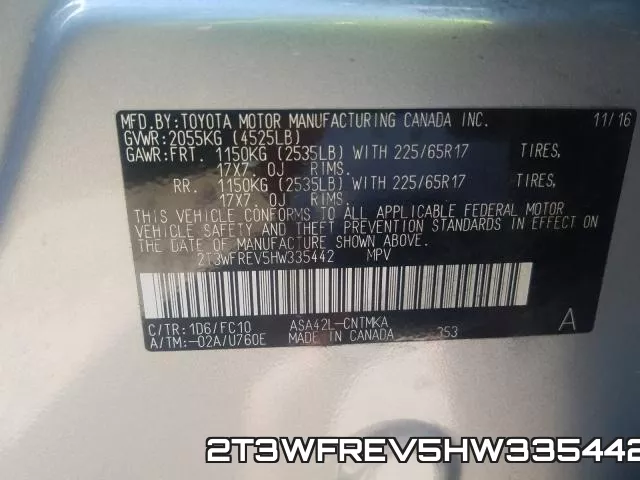 2T3WFREV5HW335442 фото 2