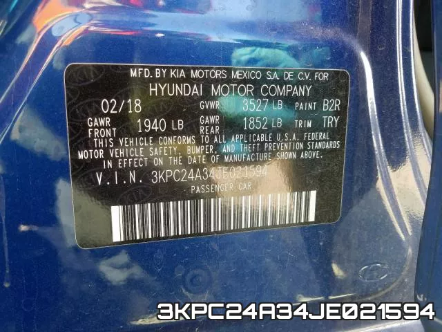 3KPC24A34JE021594 фото 2