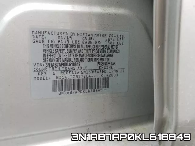 3N1AB7AP0KL618849 фото 2