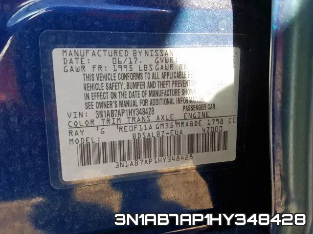 3N1AB7AP1HY348428 фото 2