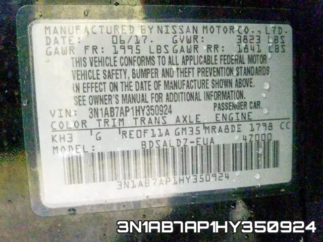 3N1AB7AP1HY350924 фото 2