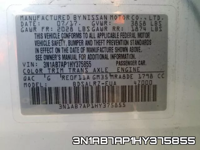 3N1AB7AP1HY375855 фото 2