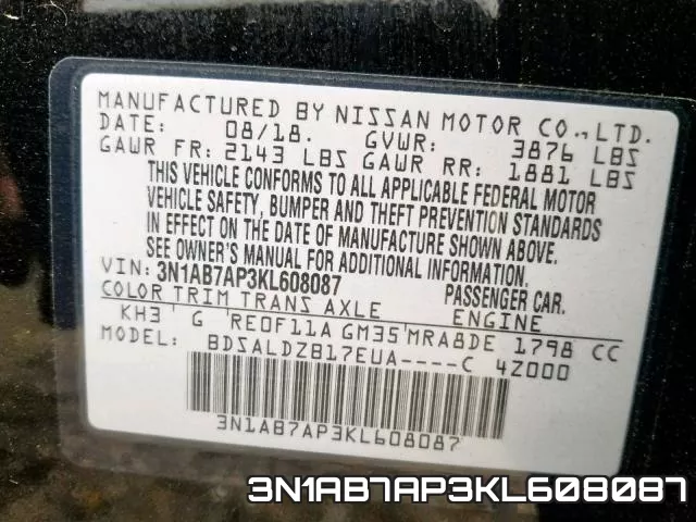 3N1AB7AP3KL608087 фото 2