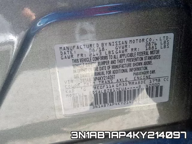 3N1AB7AP4KY214097 фото 2