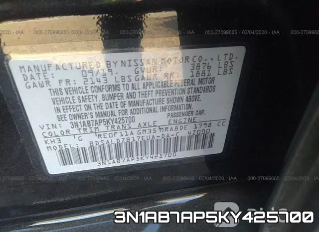 3N1AB7AP5KY425700 фото 9