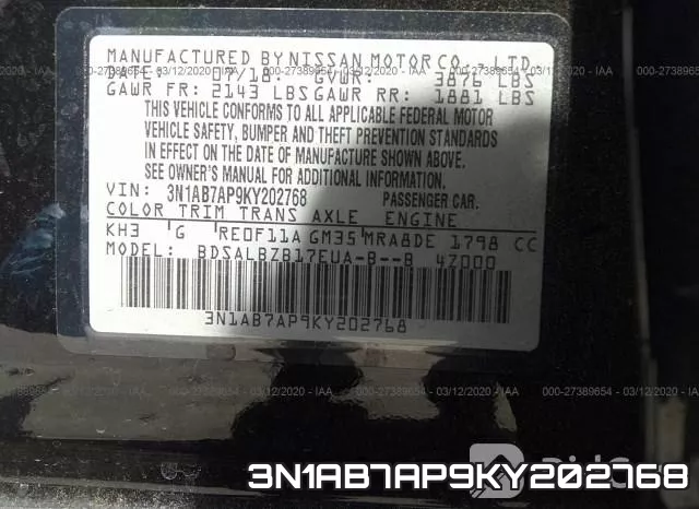 3N1AB7AP9KY202768 фото 10