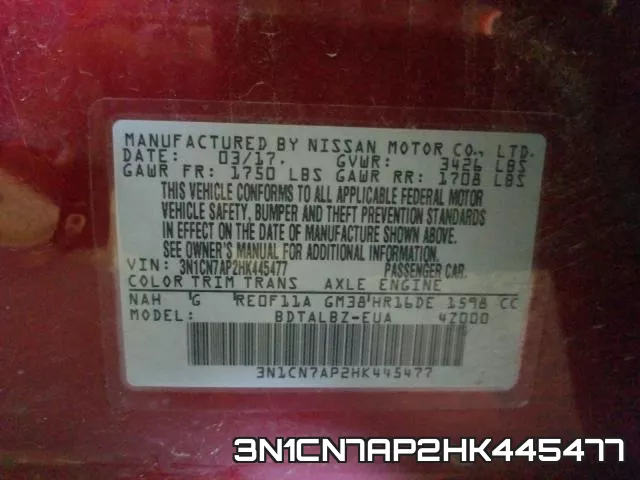 3N1CN7AP2HK445477 фото 2