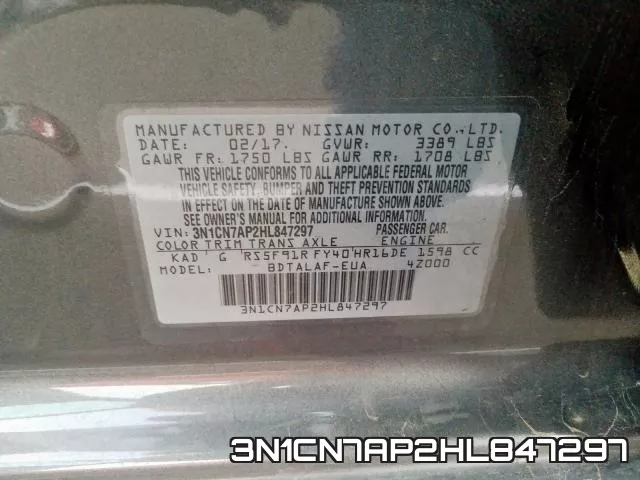 3N1CN7AP2HL847297 фото 2