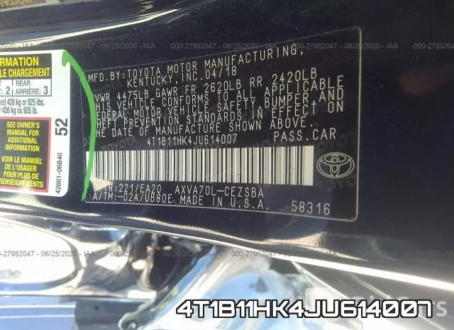 4T1B11HK4JU614007 фото 10