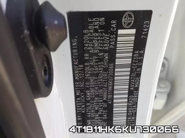 4T1B11HK6KU730066 фото 2