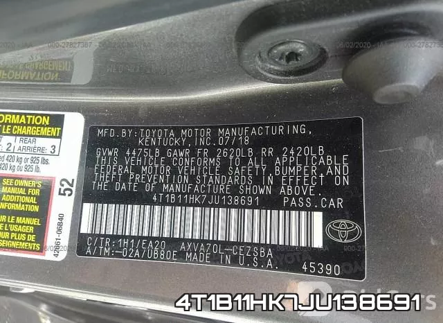 4T1B11HK7JU138691 фото 10