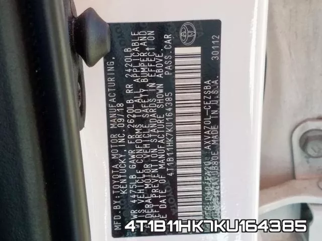 4T1B11HK7KU164385 фото 2