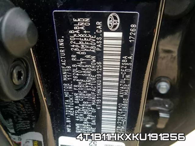 4T1B11HKXKU191256 фото 2