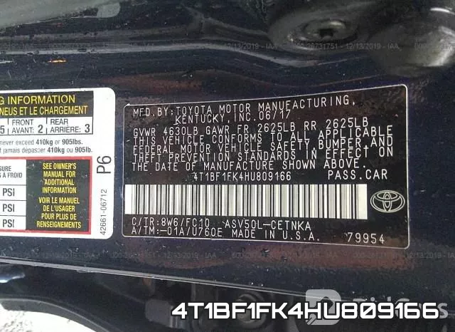 4T1BF1FK4HU809166 фото 10