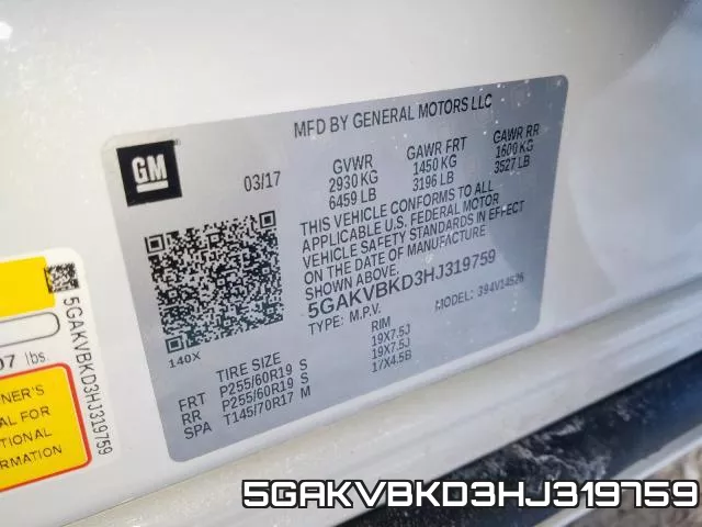 5GAKVBKD3HJ319759 фото 2