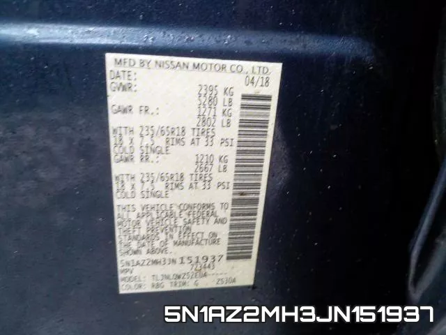 5N1AZ2MH3JN151937 фото 2
