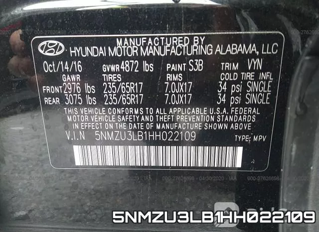 5NMZU3LB1HH022109 фото 10