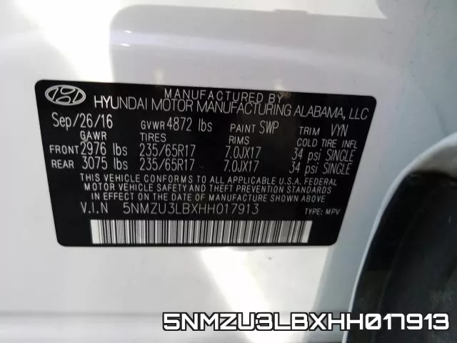 5NMZU3LBXHH017913 фото 2