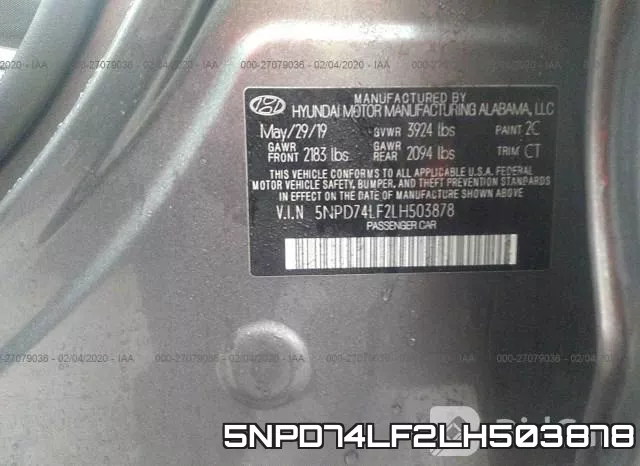 5NPD74LF2LH503878 фото 10