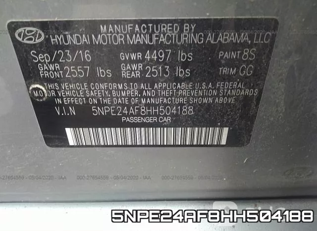 5NPE24AF8HH504188 фото 10