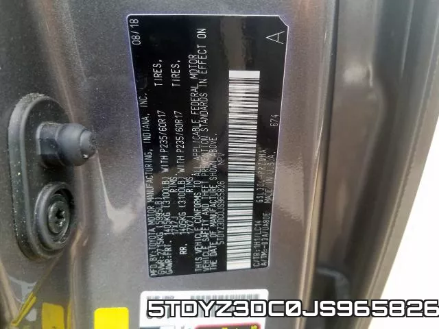 5TDYZ3DC0JS965826 фото 2