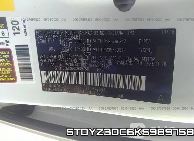 5TDYZ3DC6KS989758 фото 10