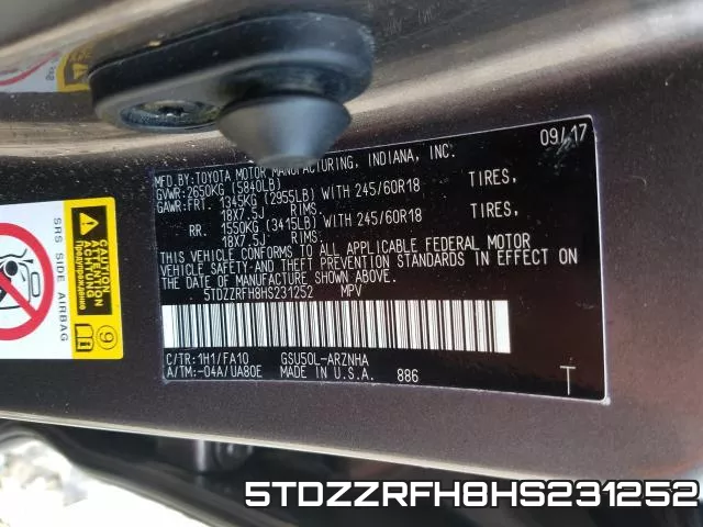 5TDZZRFH8HS231252 фото 2