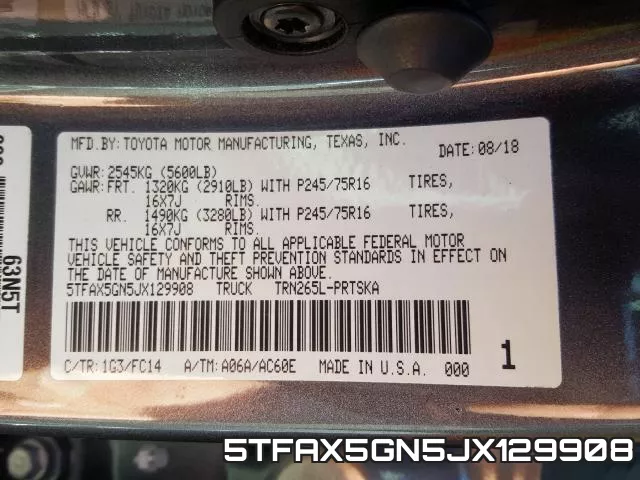 5TFAX5GN5JX129908 фото 2