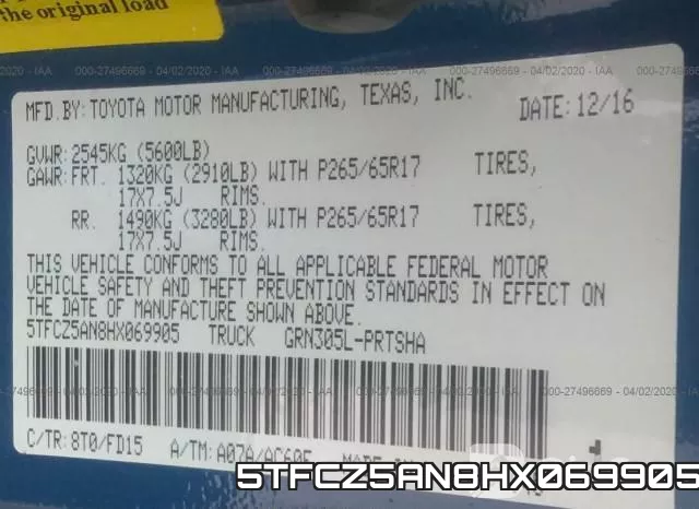5TFCZ5AN8HX069905 фото 10
