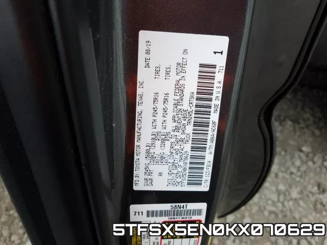 5TFSX5EN0KX070629 фото 2