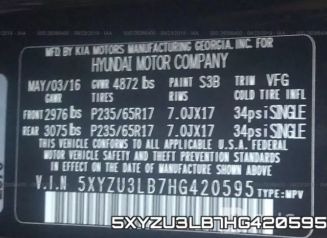5XYZU3LB7HG420595 фото 10