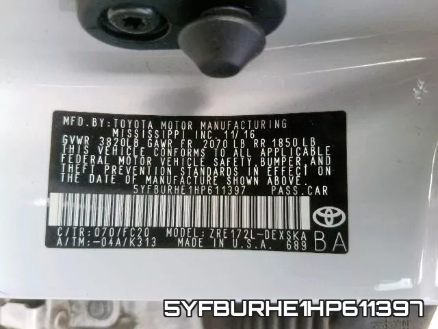 5YFBURHE1HP611397 фото 2