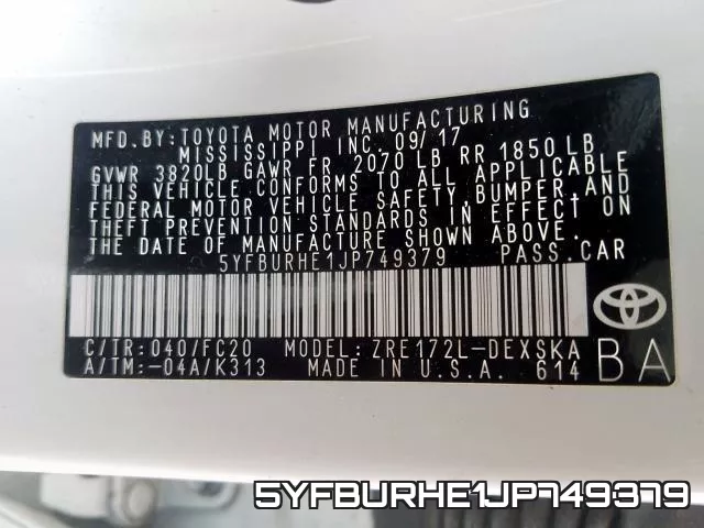 5YFBURHE1JP749379 фото 2