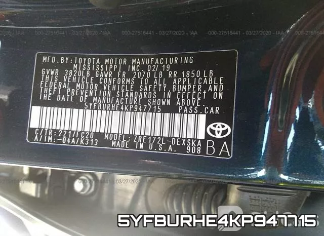 5YFBURHE4KP947715 фото 10