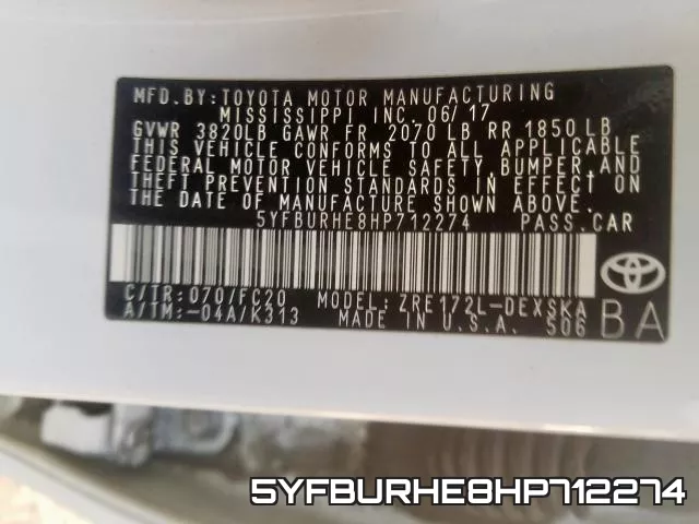5YFBURHE8HP712274 фото 2