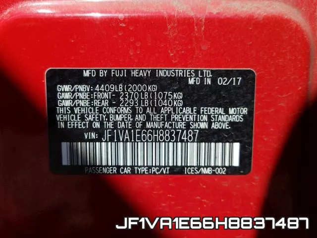 JF1VA1E66H8837487 фото 2